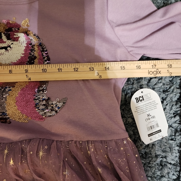 NWT Wonder Nation Long Sleeve Tutu dress with Sequined Unicorn Sz 14-16 - Picture 11 of 12